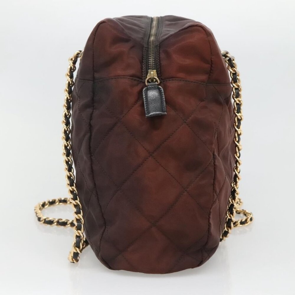 Authentic PRADA Chain Shoulder Bag Nylon Brown Gold - Picture 10 of 16